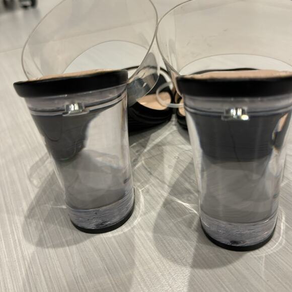 BP Naomi Clear Block Heel Sandals in Black/ Clear Straps. - Picture 10 of 10